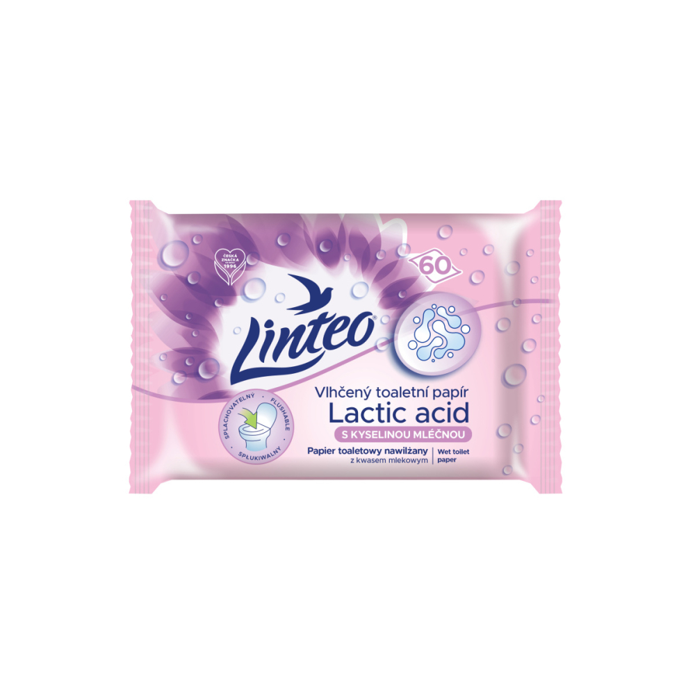 Linteo vlhčený toaletný papier 60ks s kyselinou mliečnou
