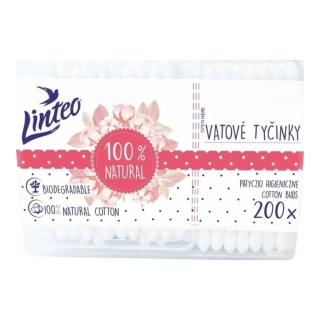 Linteo vatové tyčinky 200ks box 100% natural