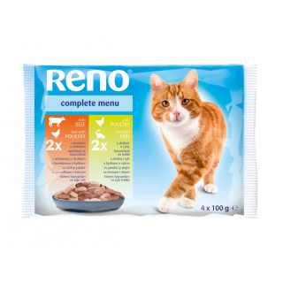 Reno Kapsičky pre mačky 4x100g (2xhyd+ryba, 2xhovä+hyd)